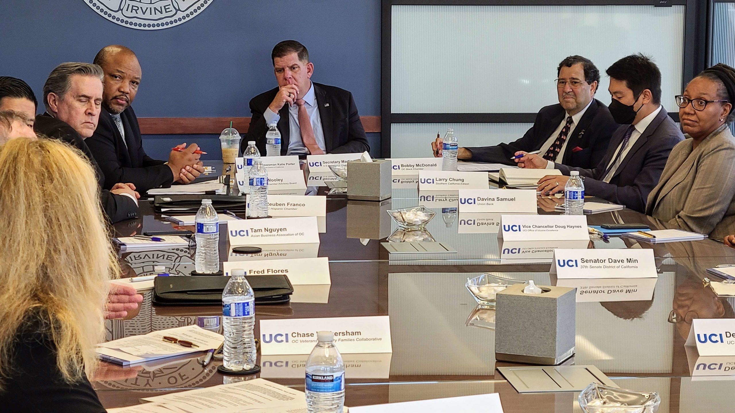 Reuben Franco, Doug Wooley, U.S. Labor Secretary Marty Walsh, Bobby McDonald, Larry Chung and Davina Samuel.